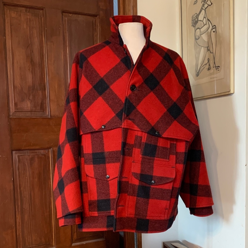 80’s FILSON BUFFALO PLAID DOUBLE MACKINAW CRUISER HUNTING JACKET
